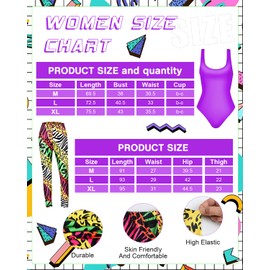 BIQIQI 80s Outfit Women's Retro Tracksuit Costume 80s 90s Clothing Costume Accessories Clothes Jersey, Leggings, Headband, Bracelets, Leg Warmers, Earrings, Belt Bag, purple, XL