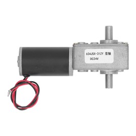 DC Gear Motor Micro High Torsion Speed Reduction Turbine Electric Self Locking Reversible Worm Gearbox 24V Dual Shaft 100RPM