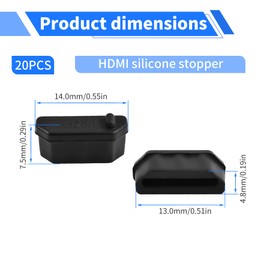 FOCMKEAS HDMI Plug Protective Cover 20 Pcs Anti-Dust Protector Caps, Plug Protector Caps for HDMI Female Ports and Computers Black Silica Gel