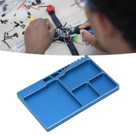 Magnetic Screw Tray Aluminium Alloy Magnetic Adsorption Magnetic Pad Portable Size for RC Repairs (BLUE)
