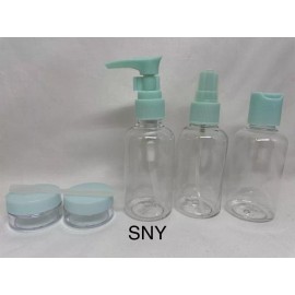 TSA-Approved Toiletry Kit of Green Plastic Bottles w/ Funnel for Travel