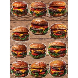 Handmade Hambuger Die Cut Stickers Set Laptop WaterBottle Sticker