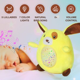 Star Lites Dream Puppy Baby Sleep Soother with 5 melodies & 7 Lights - Toddler Machine Night Light Projector - Portable Stuffed Animal - Baby Gifts Sleeping Aid, Dog