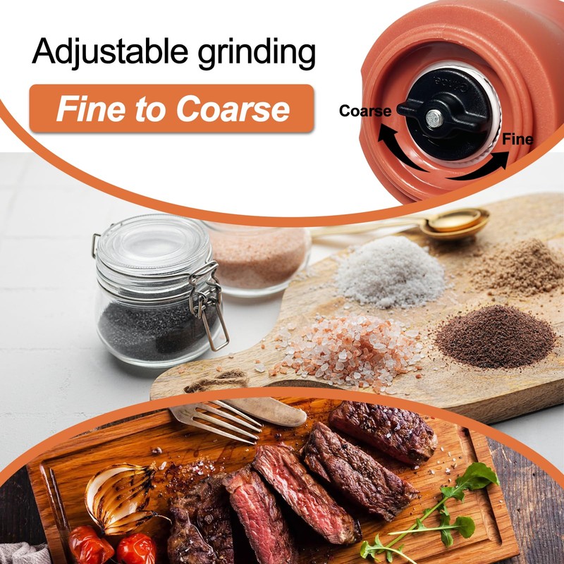 Manual Pepper Grinder or Salt Grinder with Adjustable Coarseness, Portable