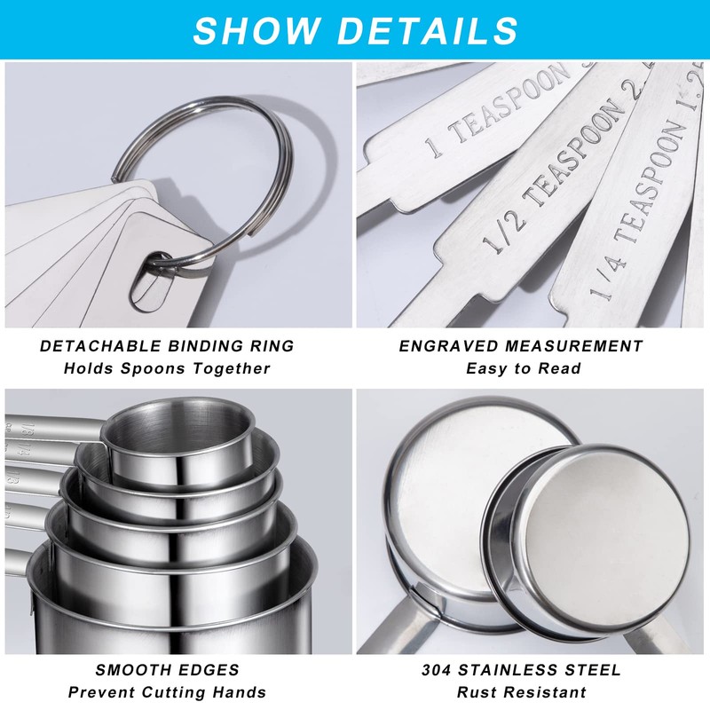 Measuring Spoon Stainless Steel Measuring Cup and Measuring Ruler for