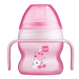 MAM Starter Cup (1 Count), MAM Sippy Cup, Drinking Cup with Extra-Soft Spill-Free Spout and Non-Slip Handles, for Girls 4+ Months, Five Ounces, Pink