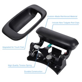 Dunhil Tailgate Tail Gate Handle & Bezel for Chevy Silverado GMC Sierra 1500 1500HD 2500HD 2500 3500 1999-2007, 15997911 15228539 15228541 15228540 with Rod Clips