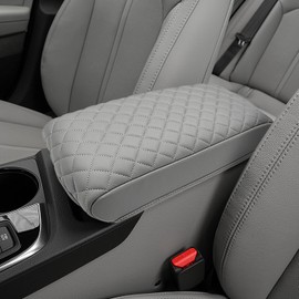 KBH Center Console Armrest Cover for Hyundai Sonata 2015 2016 2017 2018 2019, Middle Console Lid Protective Covering, PU Leather Interior Accessories, Gray