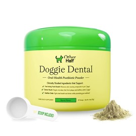 Other Half Doggie Dental Oral Health Powder - Bacon Flavor, 20 Scoops for Dog Breath Freshener, Plaque Remover, Tartar Control & Postbiotic Formula