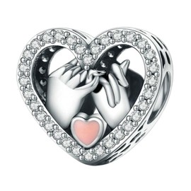 Lkwidi Charm Family Heart Animal Charm Pendant 925 Sterling Silver Charm Bead Pendant for European Bracelets and Necklaces, Silver, Cubic Zirconia