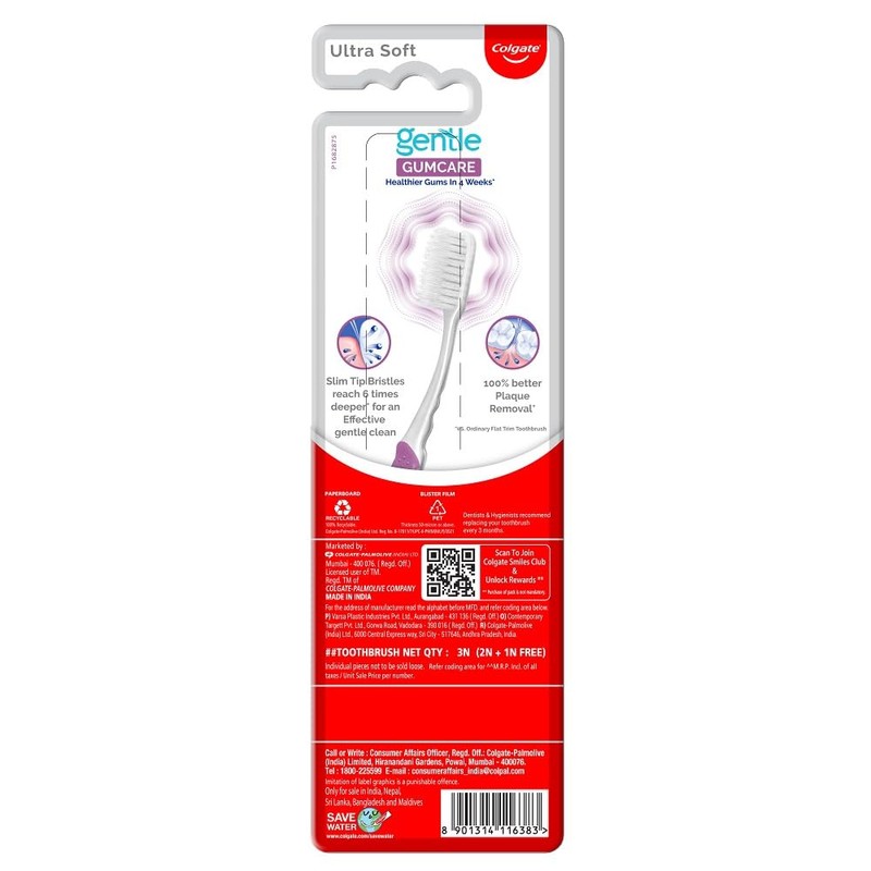 Colgate Adult Gentle Gumcare Manual Toothbrush, Cleaning for Sensitive Teeth