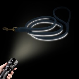 OOPSDOGGY Reflective Rolled Leather Dog Leash 6ft - Soft Leather Dog Lead for Small Medium Large Dogs Puppy - Heavy Duty Rope Dog Leash for Outdoor Training Walking Running (Teal, Medium/Large)