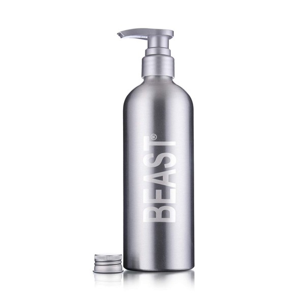 Beast Bottle - Reusable 16oz Eco-Friendly Shower Bottle Made from Durable Recycled Aluminum - Refillable with Tame The Beast Shampoo Conditioner Body Wash Liquid Soap Shaving Cream