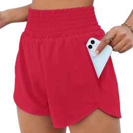 BIMOZY Pantalones Cortos Deportivos para Mujer,2 in1 Pantalones Cortos de Running de Cintura Alta Pantalones Deportivos Casuales con Bolsillos (MX/US, Alfa, XX-Grande, Regular, Regular, Rosa)