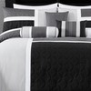 Chezmoi Collection Upland 7-Piece Quilted Patchwork Comforter Set, Black/Gray/Light Gray,