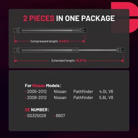 BDFHYK 6607 15.27in/48.98Lbs (218N) Rear Window Glass Lift Supports Shock Struts Gas Spring Compatible with Nissan Pathfinder 2005-2012 4.0L 5.6L, Set of 2