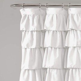 Lush Décor 19211 Ruffle Shower Curtain, 72 inch x 72 inch, White