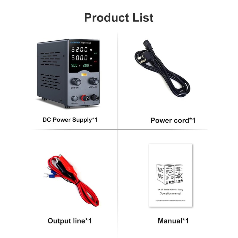 DC Power Supply Variable 62V 5A, Bench Power Supplies with