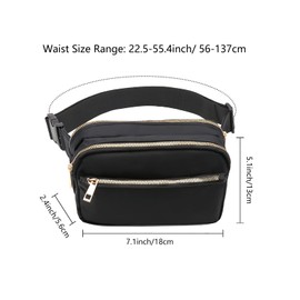 Fanny Pack Waist Bag - Long Keeper Men Women Water Resistant Belt Bag Traveling Hiking Running Adjustable Crossbody Bum Bag (Black)