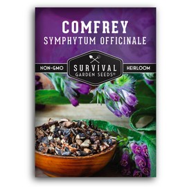 Survival Garden Seeds Comfrey Seed for Planting - 1 Packet with Instructions to Plant and Grow Slippery Root Plants in Your Home Herb Garden - Symphytum officinale - Non-GMO Heirloom Seed Variety