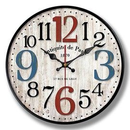 EUMZFF Creative Vintage Personality Big Numbers Wall Clocks, Silent Non-Ticking Wall Clocks,Battery Operated Round Wall Clock 12 * 12inch