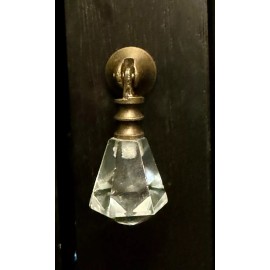 2 Vintage Tear Drop Salvaged Hinged Clear Cut Glass Furniture Drawer Knobs Pulls