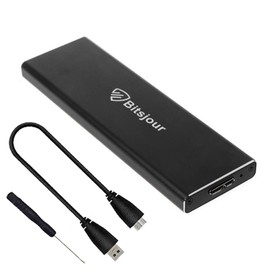 Bitsjour MacBook SSD Enclosure for 6+12pin Apple 2010 2011 MacBook Air SSD A1370 EMC 2393/2471, A1369 EMC 2392/2469, USB 3.0 External Case with Organizer Bag