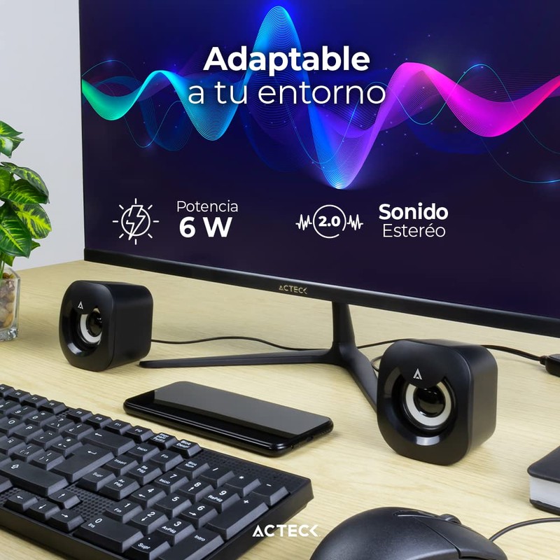 Acteck Bocinas Esence Basic AS215 2.0 Ch + Alimentación USB