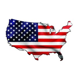 Design With Vinyl Artwork USA Red White Blue Flag Map Political Campaign Wall Decal for Family - Pride America 1800's School States Freedom Themed Décor - Size: 15 in x 20 in