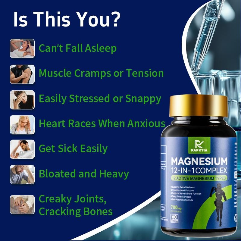 12 Essential Magnesium Complex 700mg, Support Better Sleep & Stress