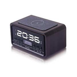Roxel Nod Bedside Radio, DAB/DAB+ & FM Radio, Alarm Clock, Wireless Phone Charging, Large Digit Display, Dual Bedside Alarm Clock with Wireless Streaming (Black)