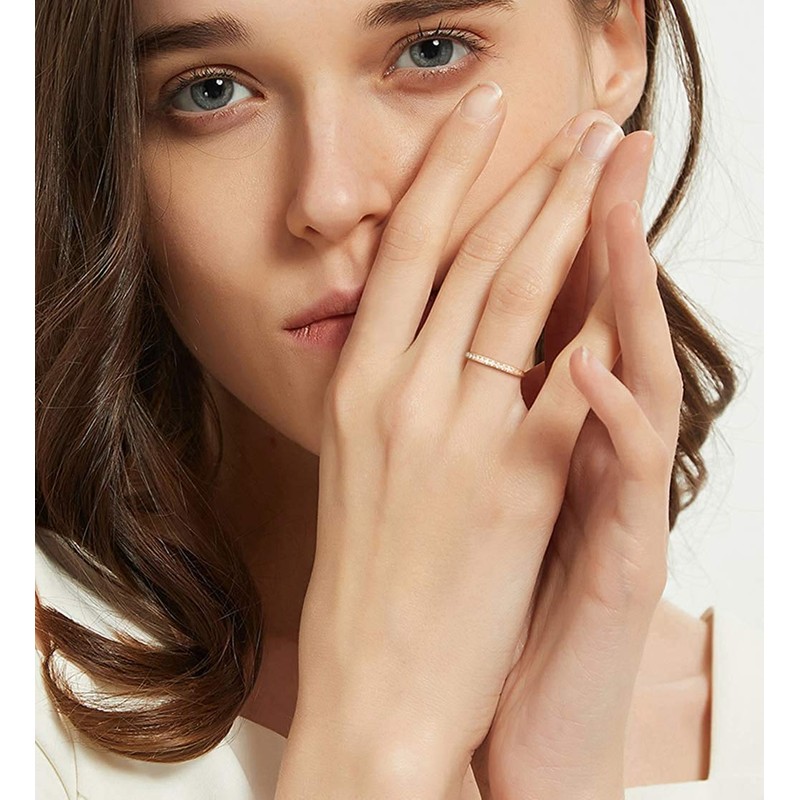 Zakk Women Titanium Eternity Ring Cubic Zirconia Engagement Promise Wedding