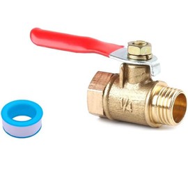 Mirhua Air Valve Ball Valve 1/4" Female to Male Thickness Increased Handle Brass Material Good Airtightness Rust Proof Long Life Drain Cock (Pack of 1)
