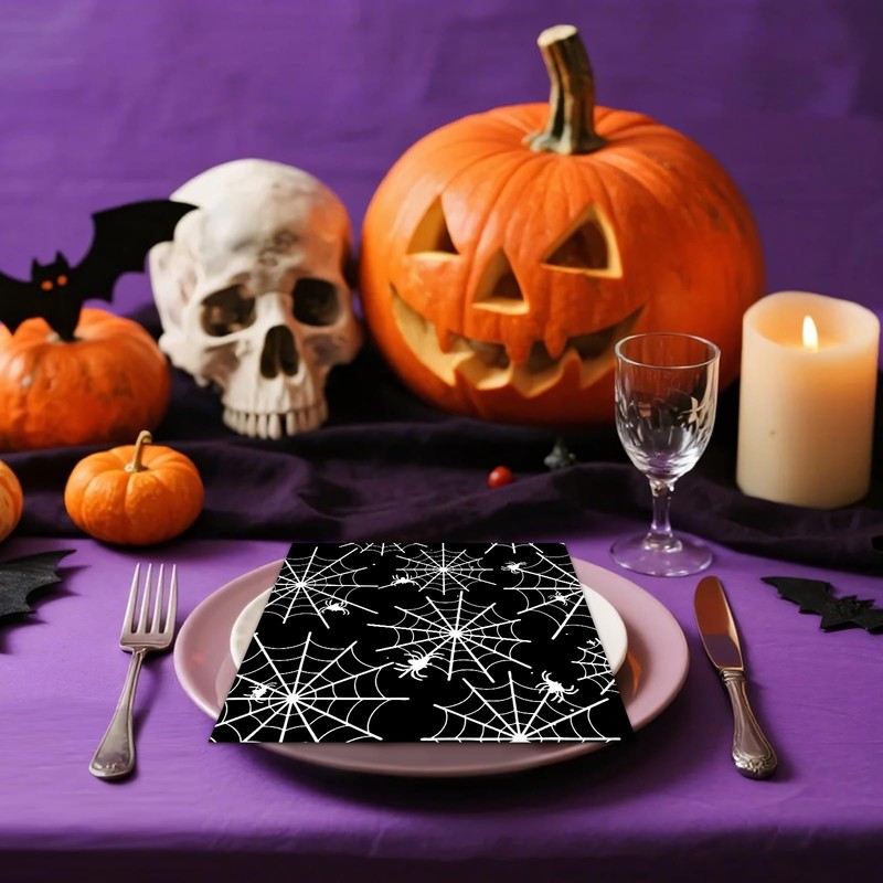 60 Pack Halloween Spider Web Paper Napkins – 13 x
