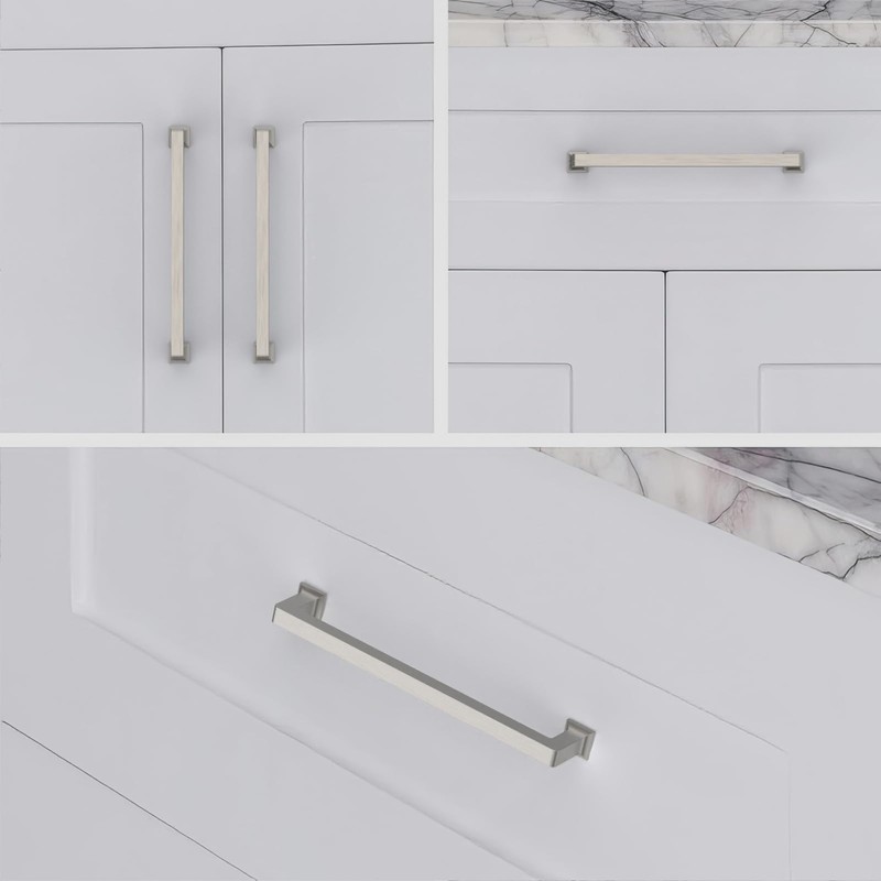 ROMATEE 10 Pack 6.3 Inch(160mm) Brushed Satin Nickel Cabinet Pulls