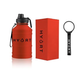 2.2L Stainless Steel Water Bottle by HYDRT - RED - Highest Grade Steel - Utility Strap - Gym bottle - Canteen