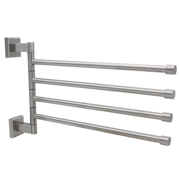 XVL SUS 304 Stainless Steel Swing Out Towel Bar 4-Bar Folding Arm Swivel Hanger Bathroom Storage Organizer Wall Mount Brushed G212