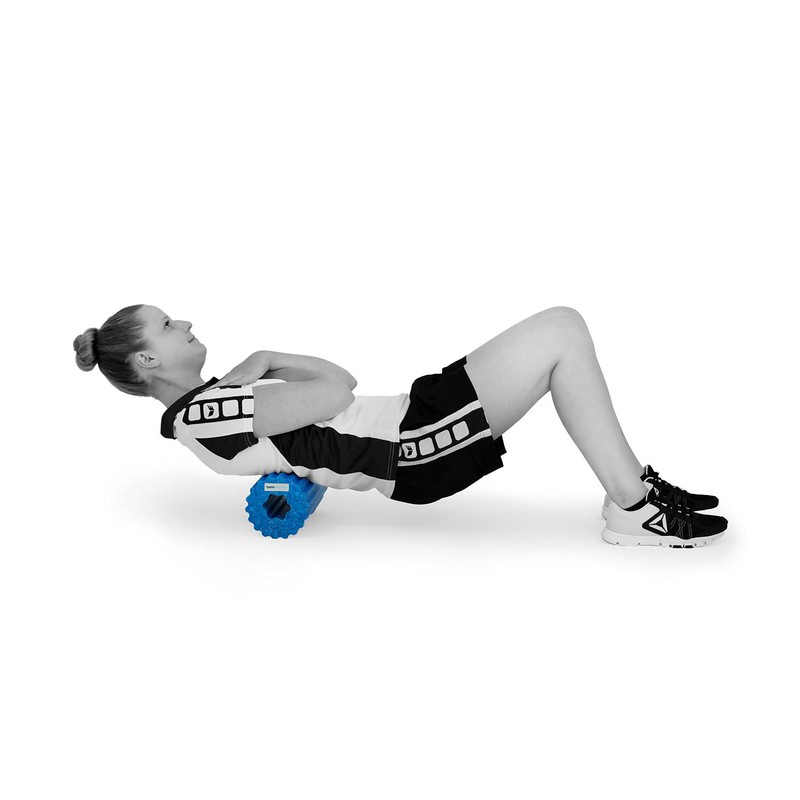 AFH-Webshop Blue fascia roller with practical transport bag, foam roller