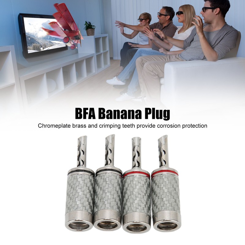 4pcs BFA Banana Plug Brass White Carbon Fiber Shell Speaker