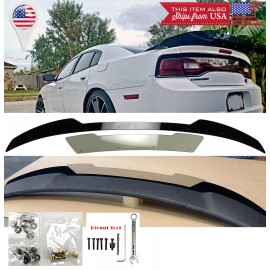 SDeelCase 2 Pcs Black Decklid Spoiler Flap Wicker bill Fit 11-14 Dodge Charger SRT Hellcat