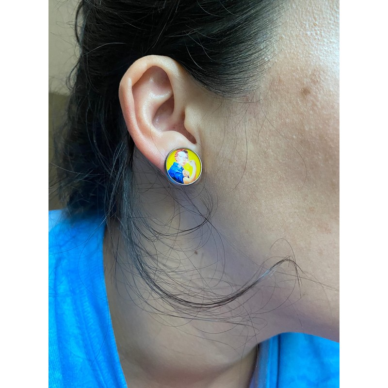 Rosie The Riveter Stud Earrings