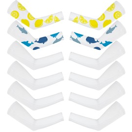 12 Pairs White Sublimation Arm Sleeves UV Sun Protection Arm Sleeve Blank for Men Women Cycling Hiking Driving Fishing