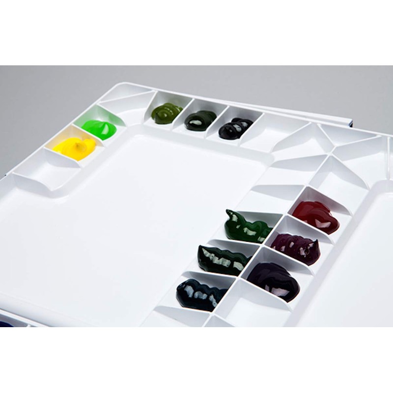 Mijello Studio Watercolor Palette, 55 Paint Wells, Blue, Foam Dauber