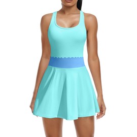 ATTRACO Women Exercise Golf Dress with Pockets Athletic Tennis Dresses Workout Dress Blue XL