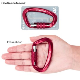 BRAVESHINE Carabiner Hook, 12KN Twist Lock Carabiner 80 mm Aluminium Carabiner Hook Large with Load Capacity up to 1200 kg for Hammock Awning Swing, Pack of 2