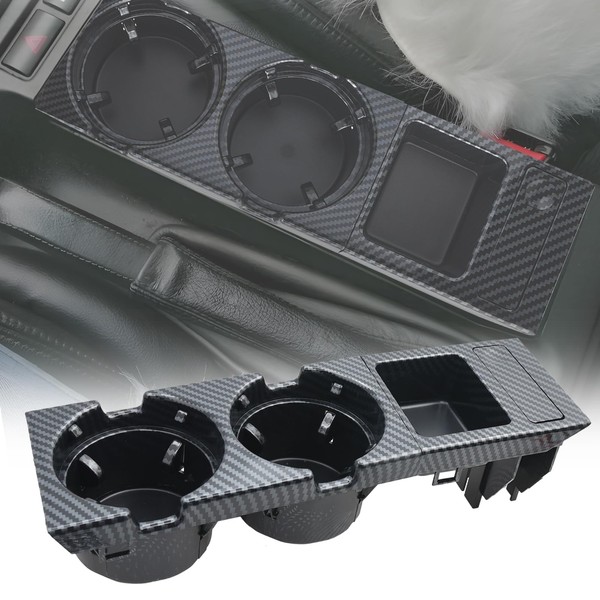Geloo Carbon Fibre Black Centre Console Cup Holder Coin Holder