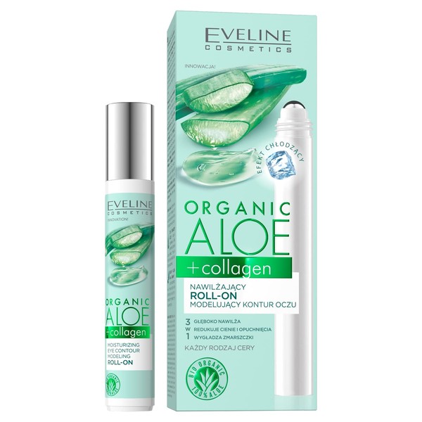 Eveline Cosmetics Organic Aloe + Collagen Moisturising Roll-On Modeling Eye Contour, 15 ml