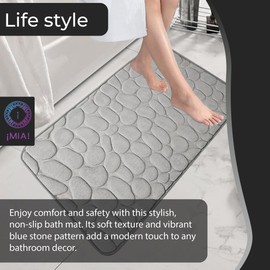 ¡MIA! Bathroom Rugs – Bath Rugs-Bath Mat for Bathroom-Soft and Absorbent Bath Mats for Comfort, Style, and Safety with Every Step, Ideal for Shower, Sink, or Entryway Gray