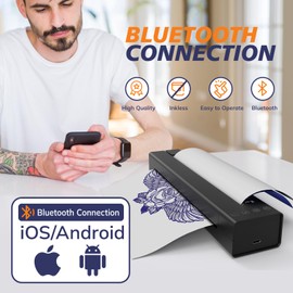LifeBasis Wireless Tattoo Stencil Printer Bluetooth Portable Thermal Transfer Copier for Tattooing with 30PCS Transfer Paper Upgraded Cordless Tattoo Transfer Machine for Android and iOS Phone