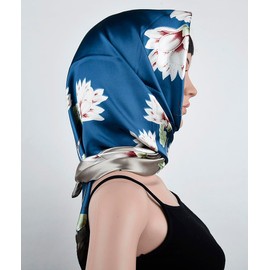 corciova 3 Pcs Square Hair Scarf Black Women Silk Headband Tie Sleeping at Night Bandanas Headscarf Magnolia (Blue Red Pink)